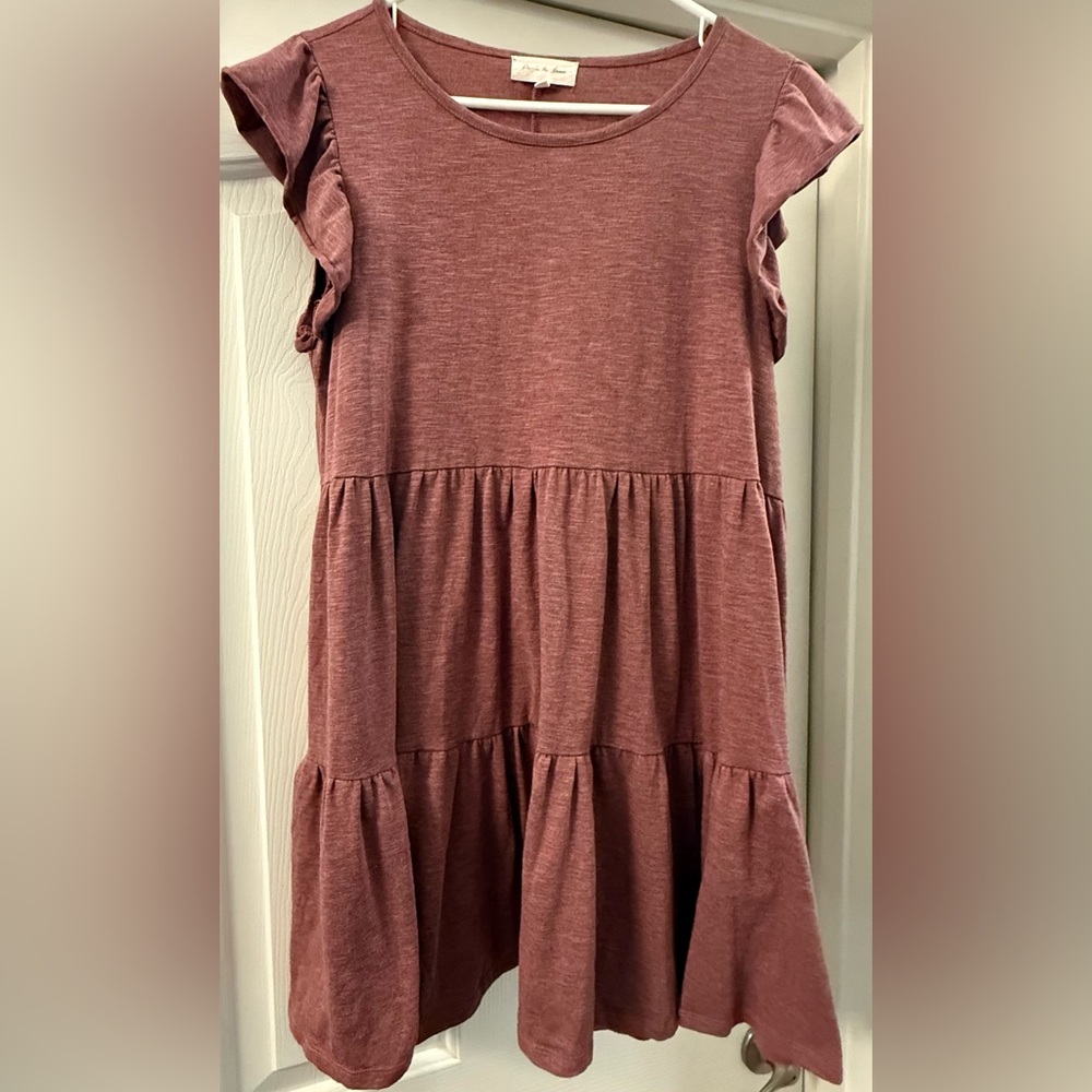 Paris to Jena Women’s Scoop Neck Ruffled Tiered Sleeve Dress